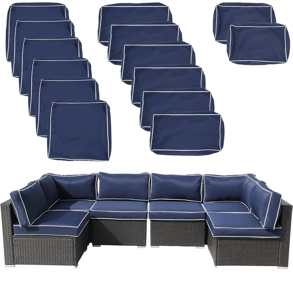 FKS LIFE Outdoor Cushion Slipcovers 25.6x25.6x3.9 inches Patio Cushion Covers Splash Proof Water with Zipper Furniture Cushion Cover